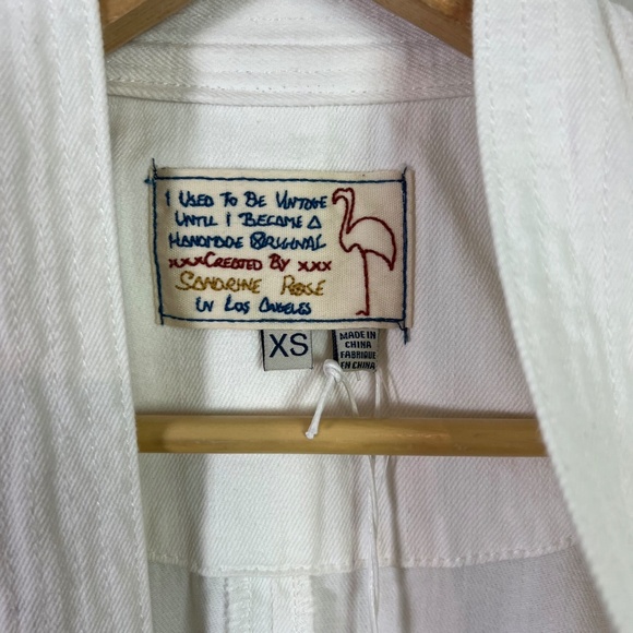 Sandrine Rose x Free People Women’s White Open Front Tie Denim Kimono Jacket New - Picture 4 of 8